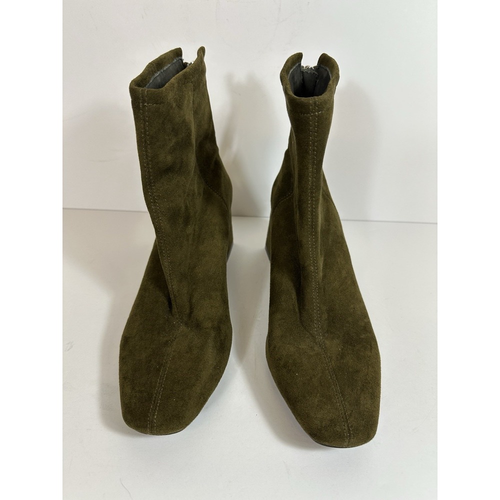 Mi.im Boots Womens 7 Olive Green Suede Ankle Block Heel Tassels